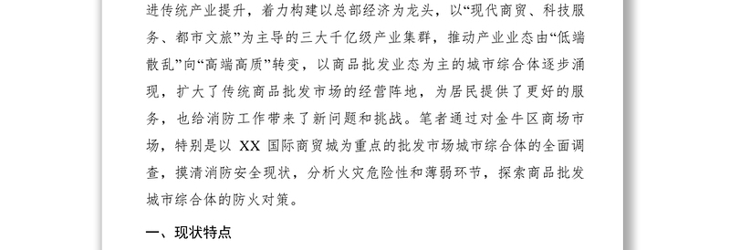 2021【调研报告】浅析金牛区商品批发类城市综合体-调研报告
