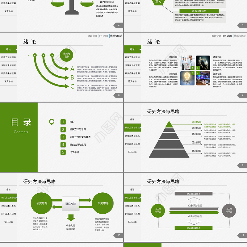 绿色清新实用毕业论文答辩PPT模板