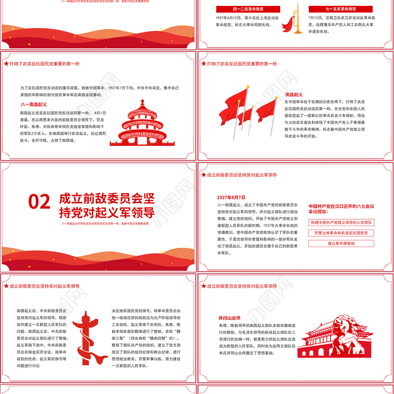 八一南昌起义PPT2021党史故事党史教育专题党课之新中国历史的重要进程PPT模板