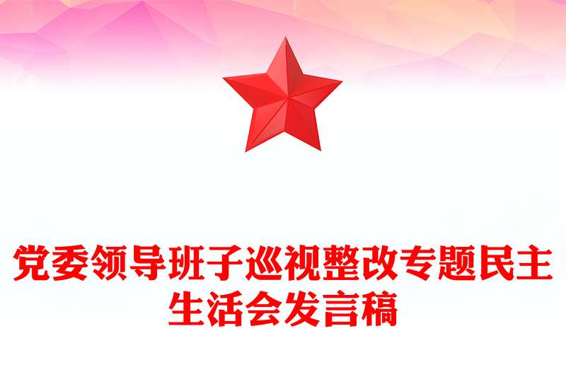 党委领导班子巡视整改专题民主生活会发言稿