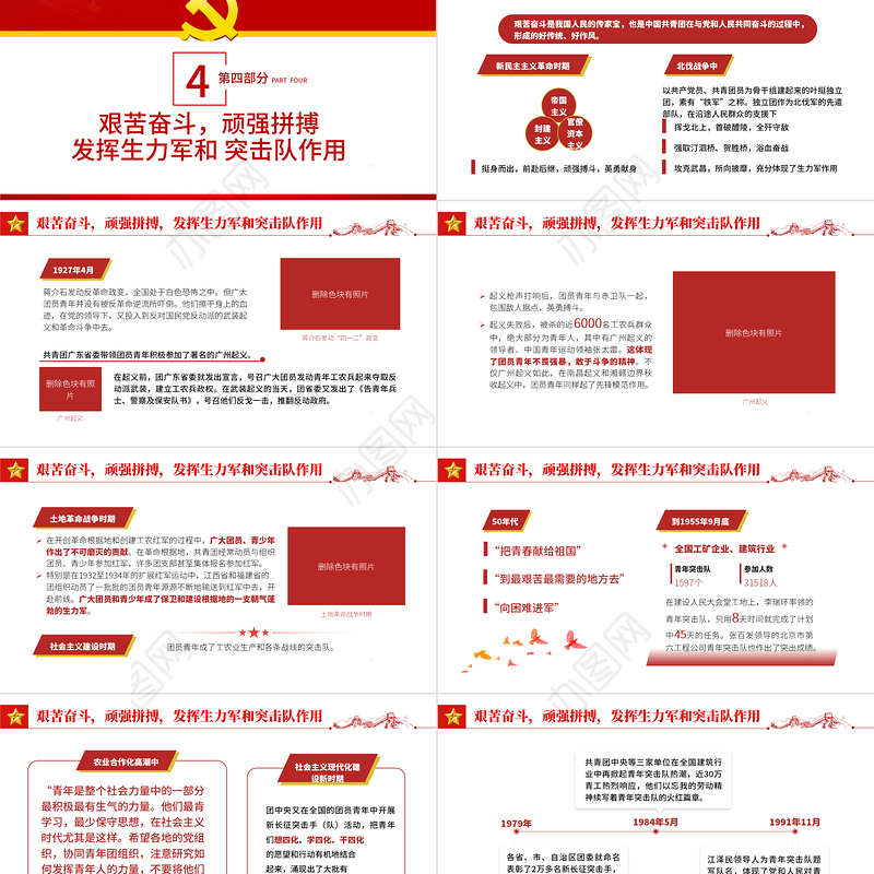 共青团的优良传统与作风PPT红色精品2022年共青团团委团支部团员学习团课课件模板