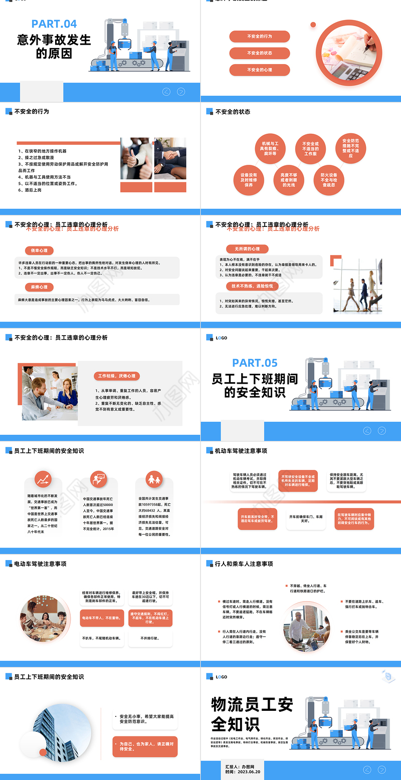 2023物流行业员工安全知识PPT简约时尚风物流行业安全生产培训专题课件模板下载