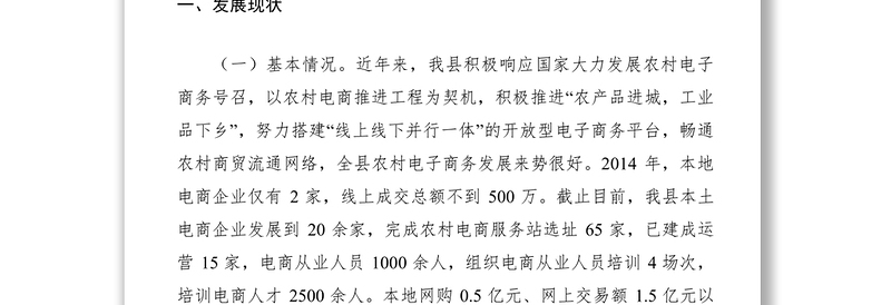 2021农村电子商务发展调研报告范文