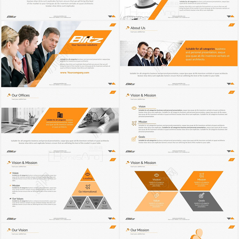 简洁橙色商业计划书公司keynote模板