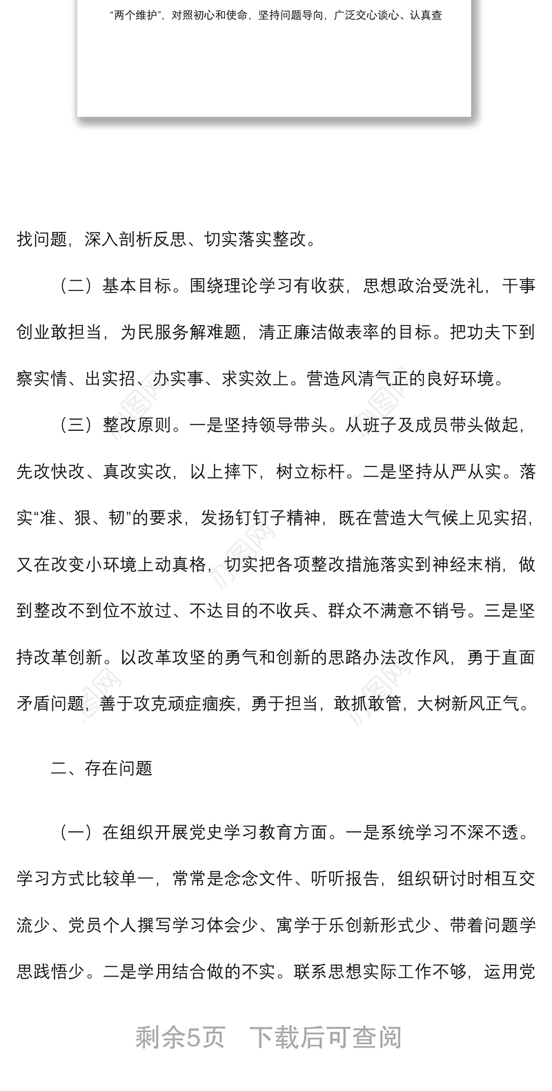 【原创】某某党支部2021年组织生活会班子整改方案