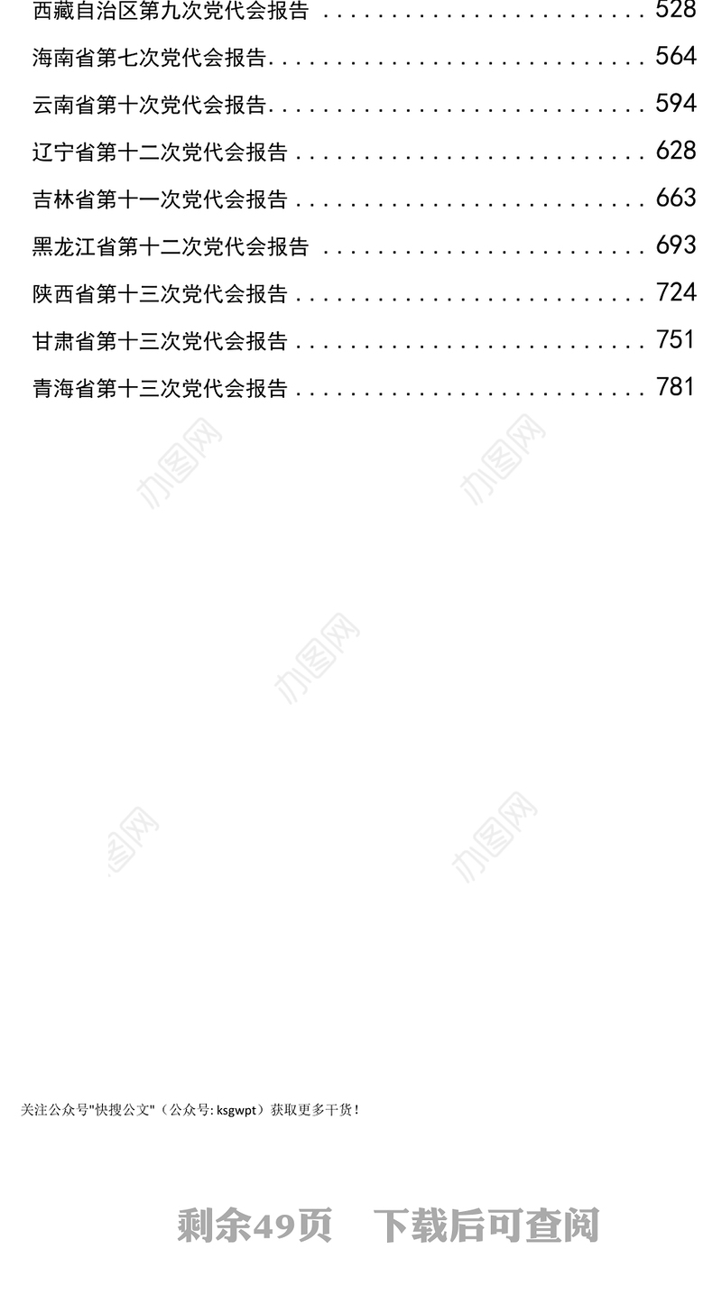 各省(直辖市)最新党代会报告汇编