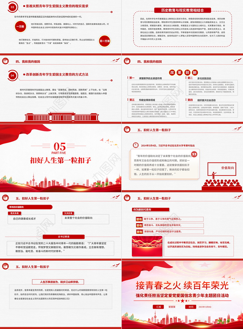 精美创意强化责任担当坚定爱党爱国信念青少年主题团日活动PPT课件