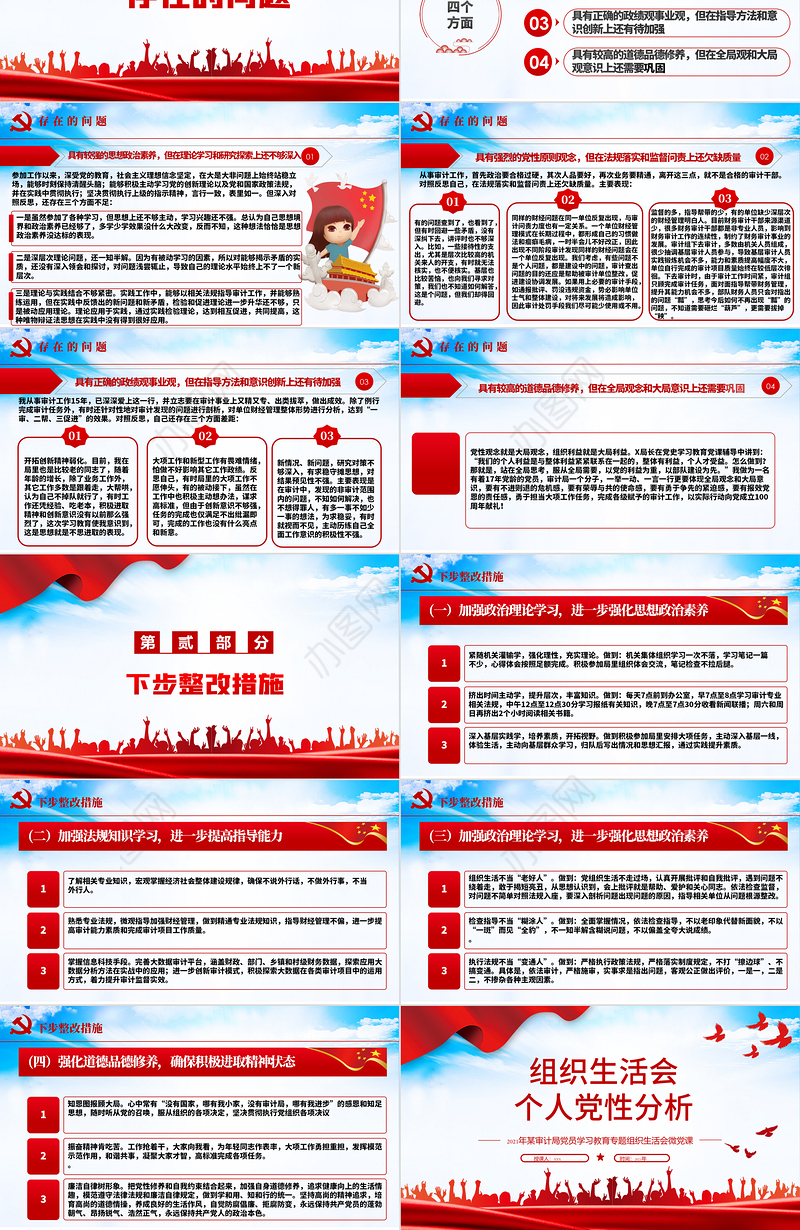2021组织生活会个人党性分析PPT某审计局党员学习教育专题组织生活会微党课
