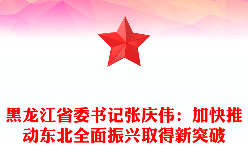 黑龙江省委书记张庆伟：加快推动东北全面振兴取得新突破