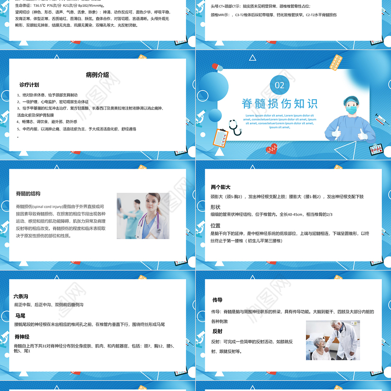 2022脊髓损伤护理查房PPT简约医疗风护理查房通用PPT