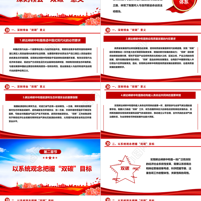 积极稳妥推进双碳工作ppt大气精美深入推进生态文明建设和绿色低碳发展专题课件