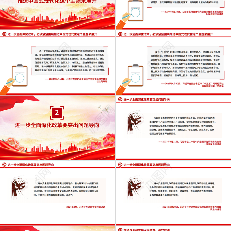 简洁风全面深化改革是我们党守初心担使命的重要体现PPT微党课