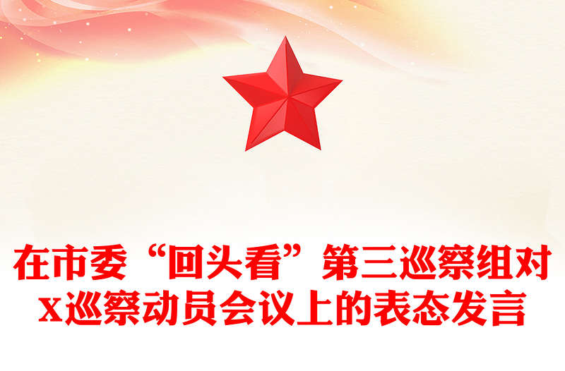 在市委“回头看”第三巡察组对X巡察动员会议上的表态发言