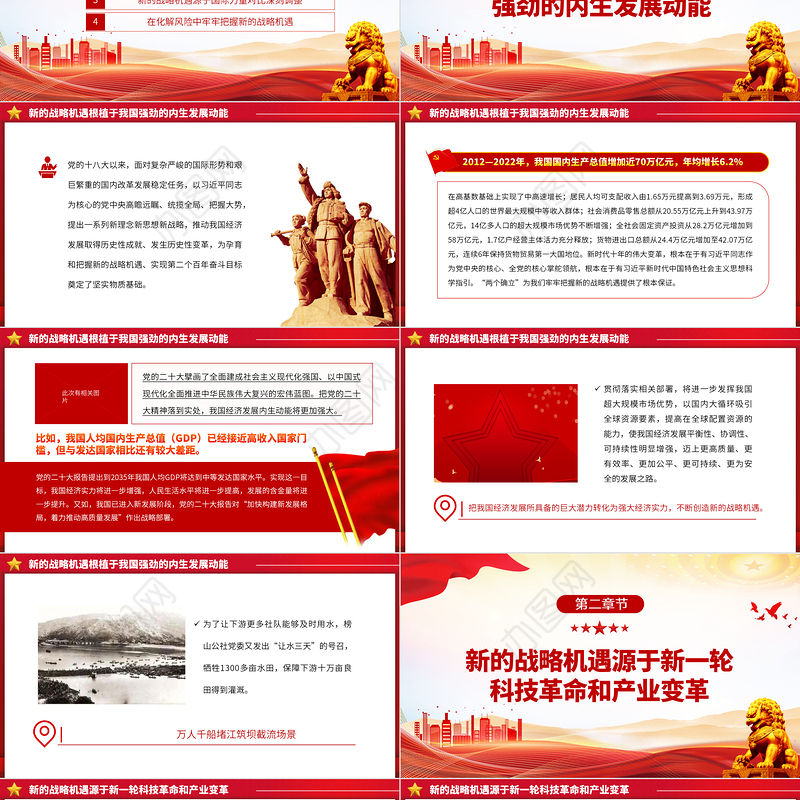 2023我国发展面临新的战略机遇PPT大气精美风党员干部学习教育专题党课课件