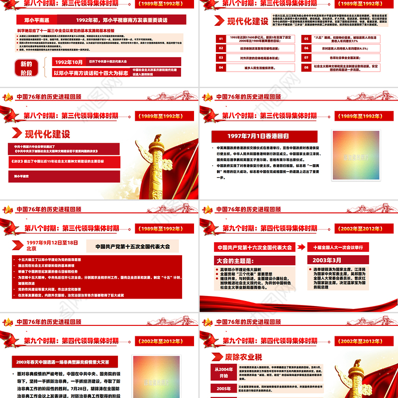 礼赞新中国奋进新时代PPT红色大气新中国成立76周年国庆节党课课件