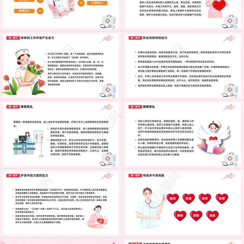 2023护士情绪管理PPT卡通风医院护士心灵驿站课件模板下载