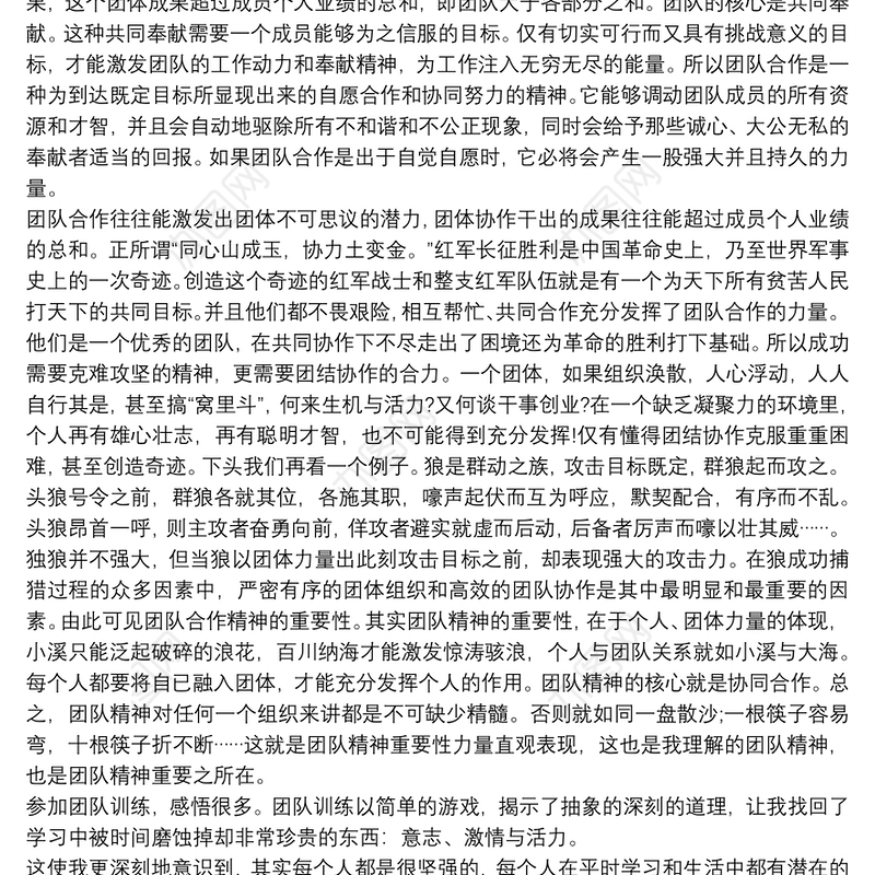 2021团队合作心得体会3篇