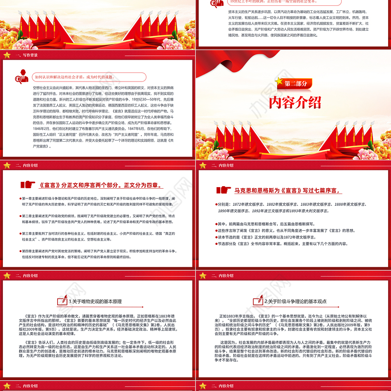 精美简洁《共产党宣言》导读PPT重温红色经典主题课件