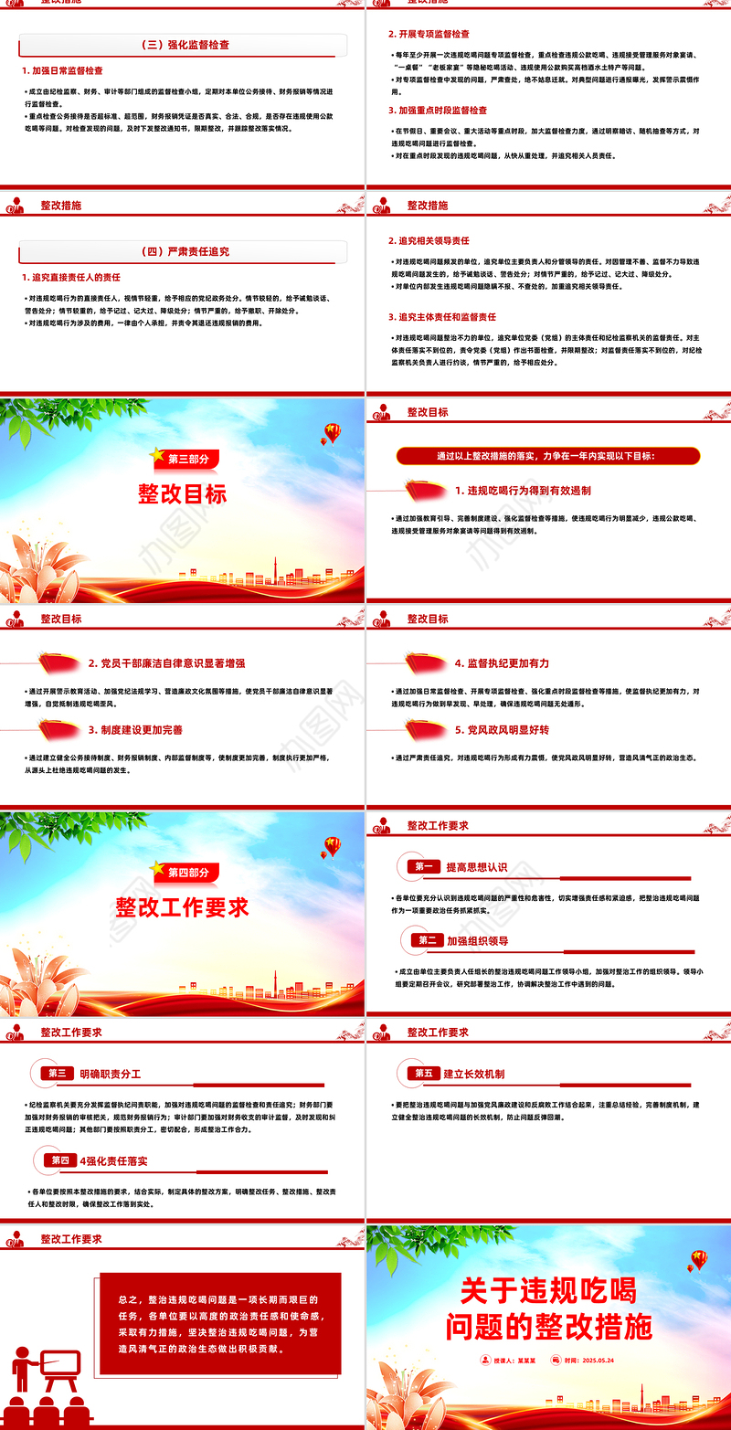 党政风关于违规吃喝问题的整改措施PPT全面从严治党课件