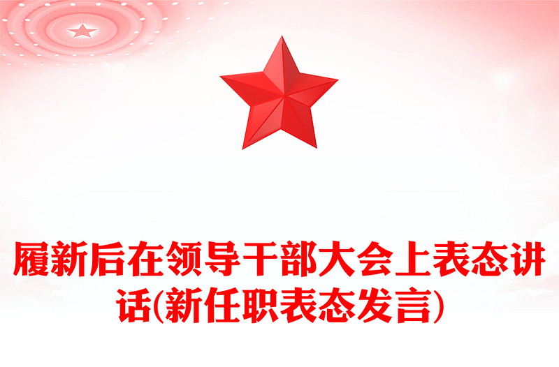 履新后在领导干部大会上表态讲话(新任职表态发言)
