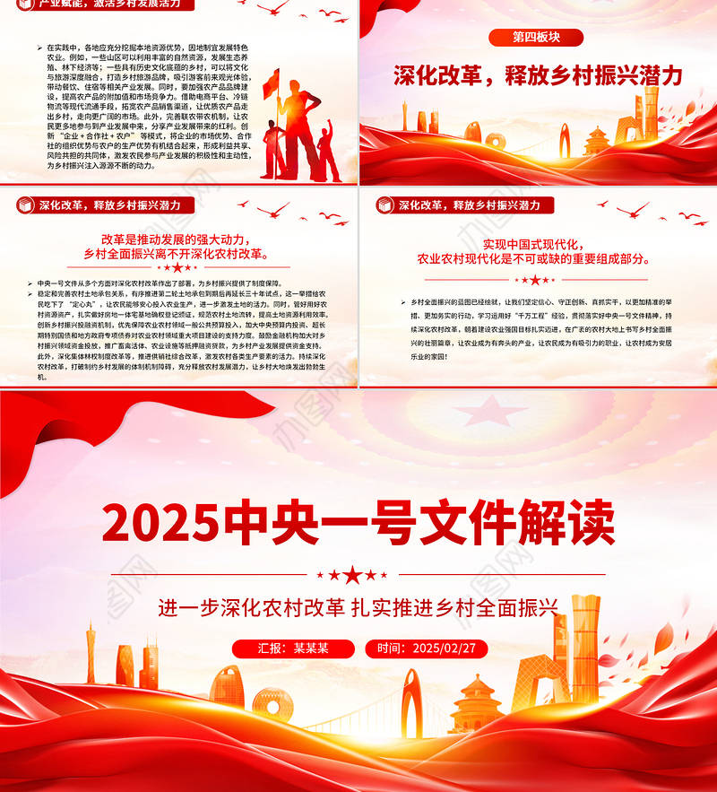 2025中央一号文件解读PPT深化农村改革扎实推进乡村全面振兴课件