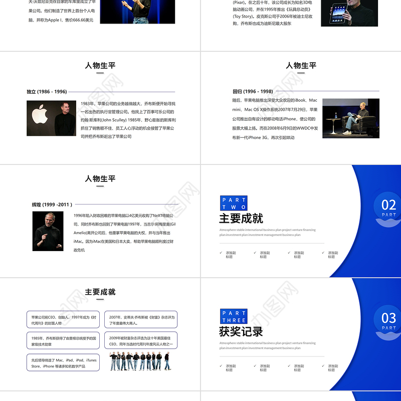 2021史蒂夫·乔布斯美国苹果公司联合创始人介绍动态PPT模板