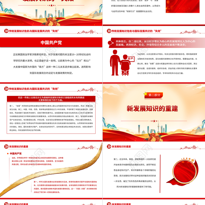 2023发展知识重建与全球发展的愿景PPT大气精美风党员干部学习教育专题党课课件模板
   