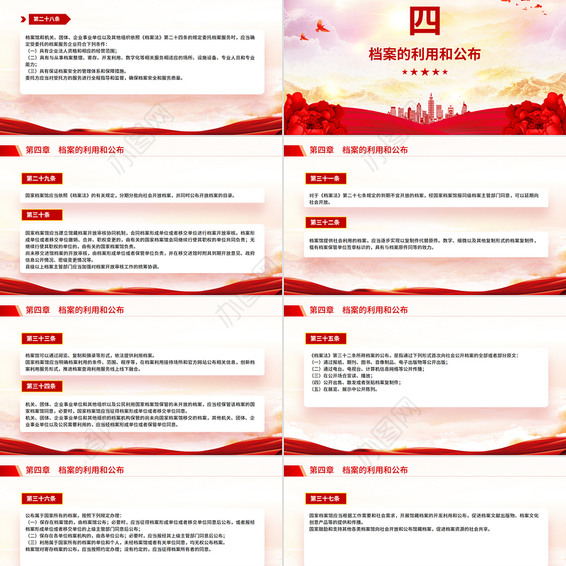 精美简洁档案法实施条例全文PPT法律法规课件
