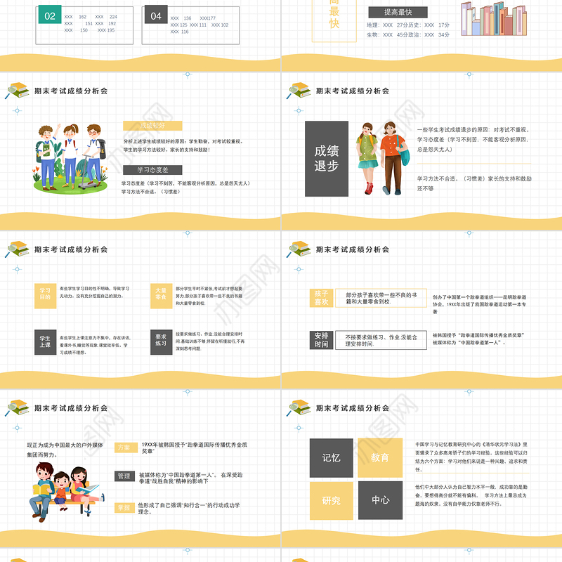 期末考试成绩质量分析教研会PPT清新简约教师通用模板