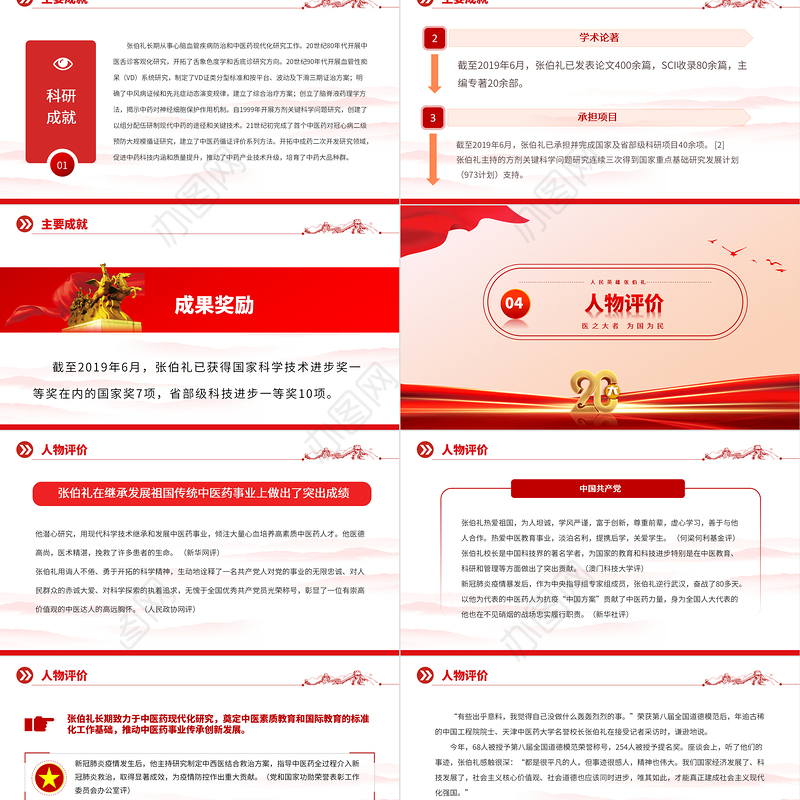 2023人民英雄张伯礼PPT红色大气医之大者为国为民抗疫先进事迹介绍课件