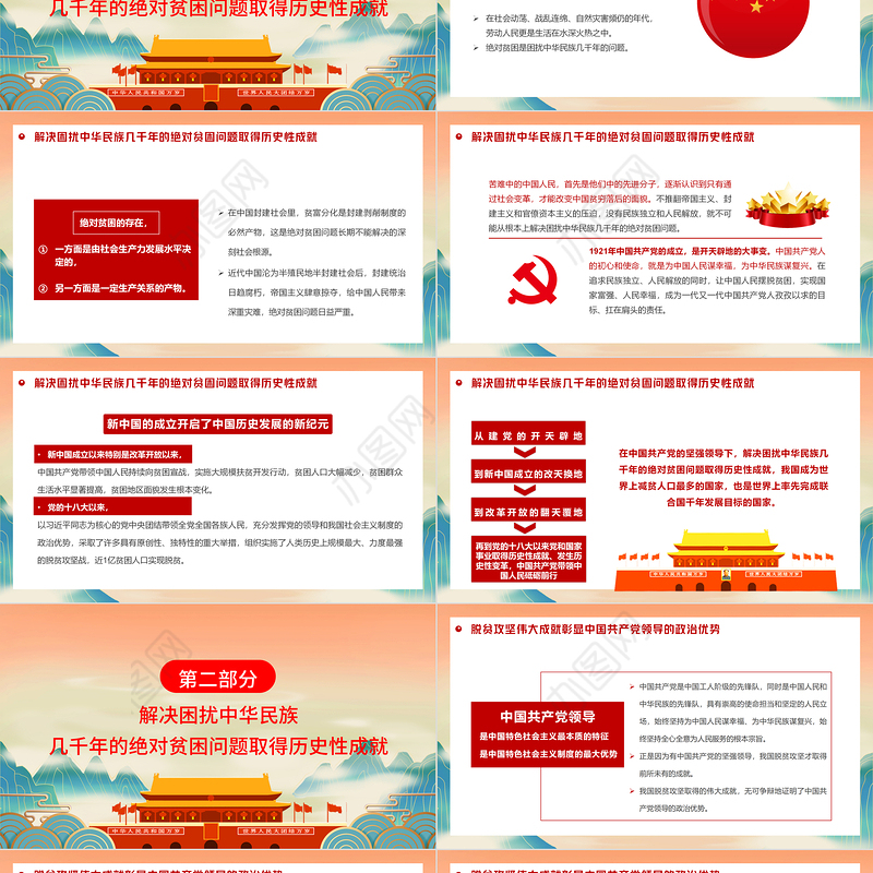 2021脱贫攻坚成就彰显强大政治优势PPT国潮风弘扬脱贫攻坚精神党课课件