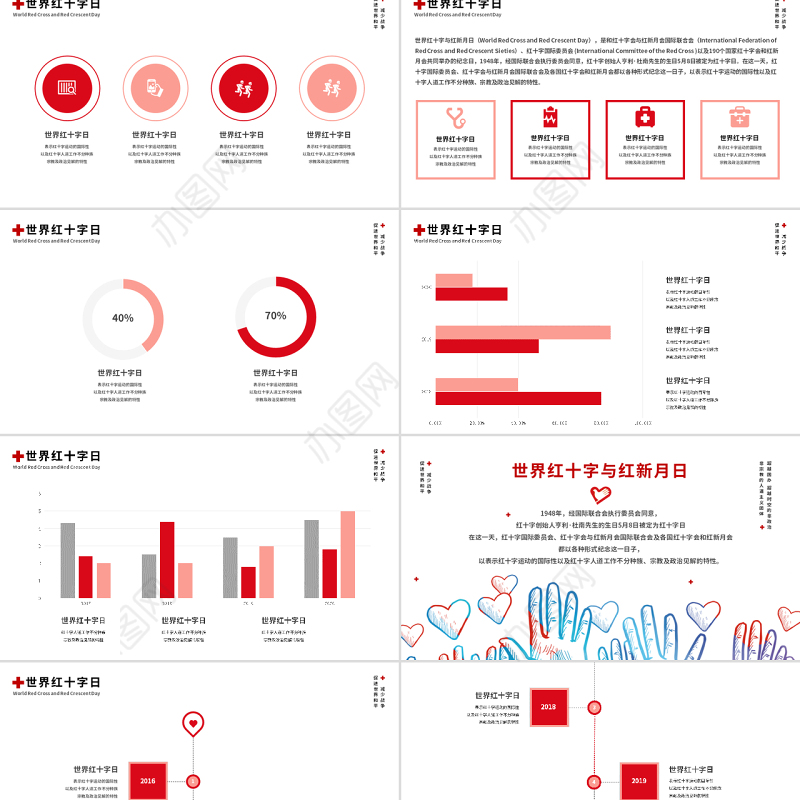 原创世界红十字与红新月日公益爱心PPT模板-版权可商用