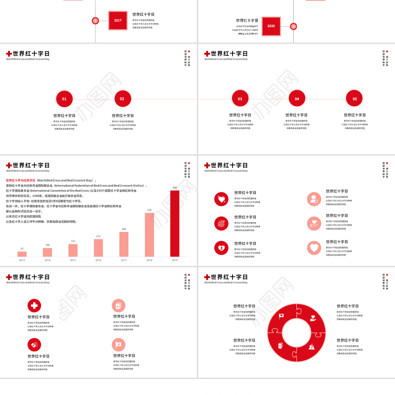 原创世界红十字与红新月日公益爱心PPT模板-版权可商用