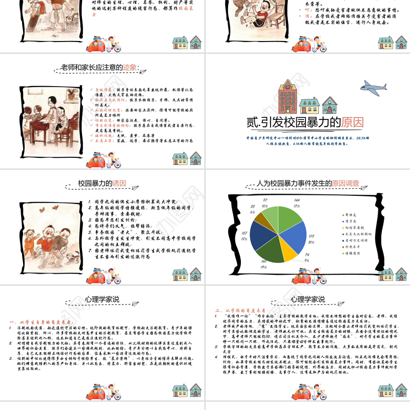 平安校园反校园暴力主题班会PPT模板