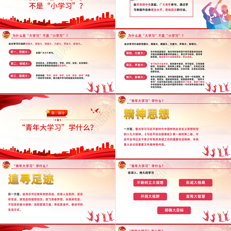 2022读懂青年大学习行动PPT大气党政风共青团员青年大学习行动专题党课党建课件模板
