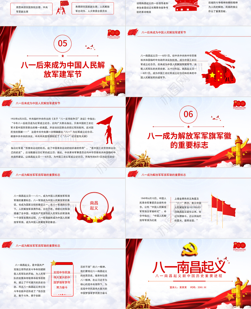 八一南昌起义PPT2021党史故事党史教育专题党课之新中国历史的重要进程PPT模板