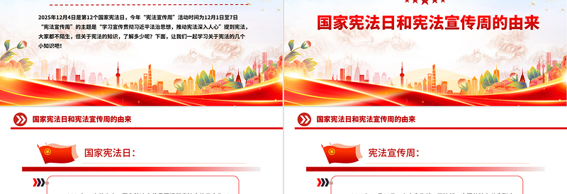 红色简洁国家宪法日PPT宪法知识学习课件