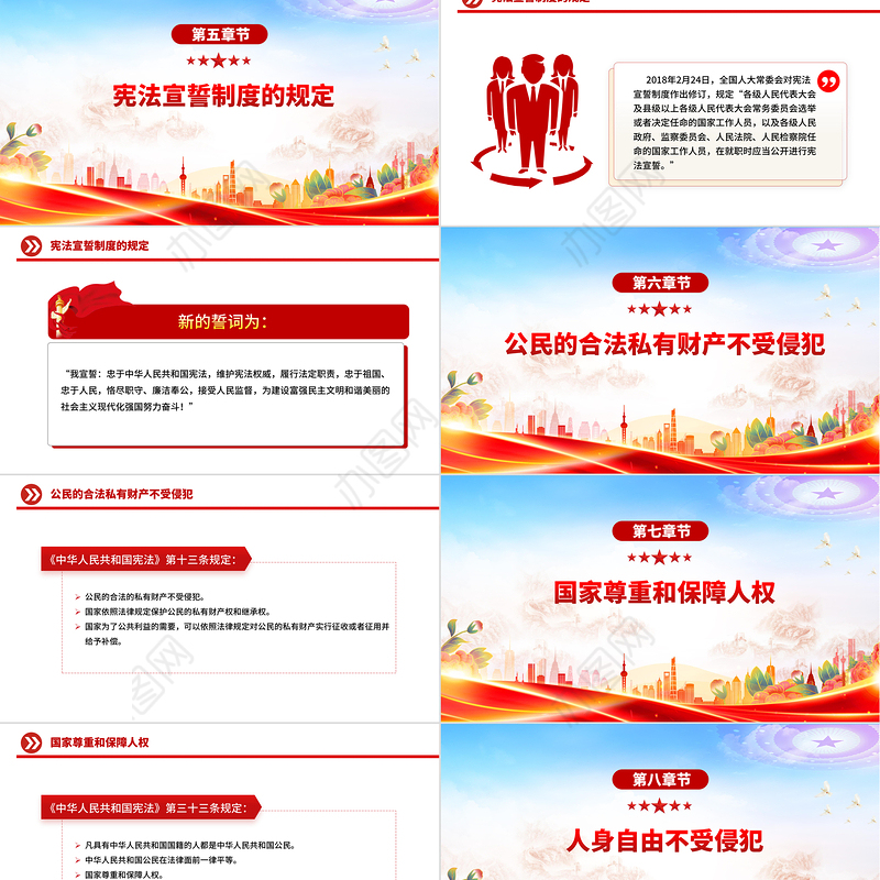 红色简洁国家宪法日PPT宪法知识学习课件