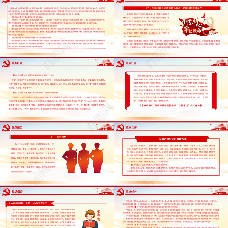 新时代全面从严治团实施纲要PPT红色党政风共青团员专题党课课件模板