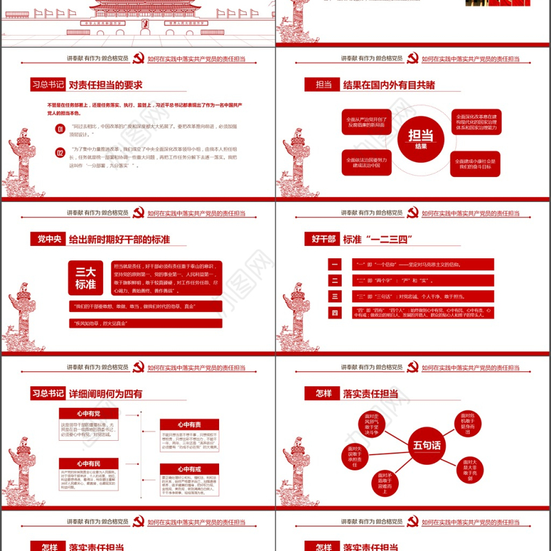 党建做合格党员讲奉献有作为ppt模板