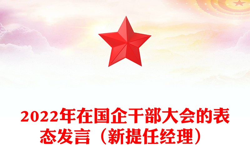 2022年在国企干部大会的表态发言（新提任经理）