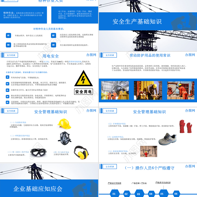 蓝色商务风企业安全生产管理培训PPT模板