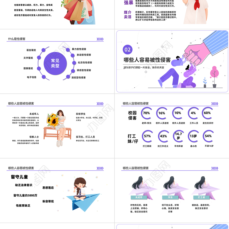 2022初中生防性侵安全教育主题班会PPT卡通插画风初中生防性侵安全教育主题班会课件模板