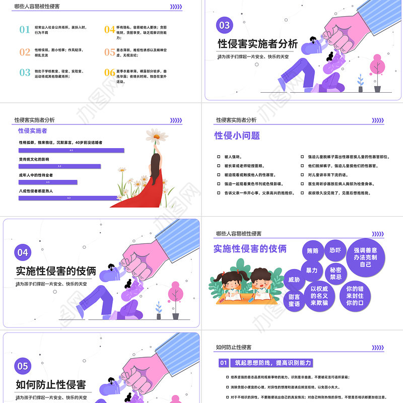 2022初中生防性侵安全教育主题班会PPT卡通插画风初中生防性侵安全教育主题班会课件模板