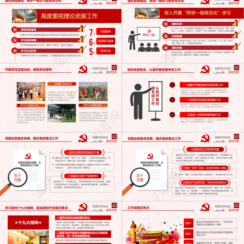 原创2019基层机关党支部党建工作总结ppt-版权可商用