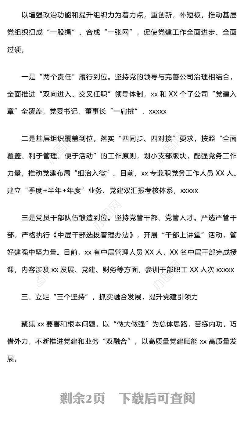 2024年党建工作情况汇报