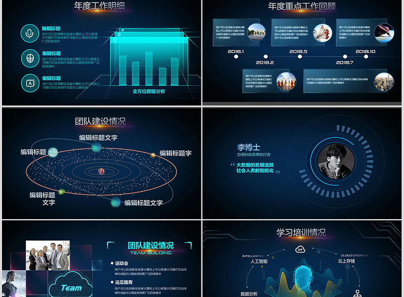 原创2021科技互联网年终总结PPT模板-版权可商用