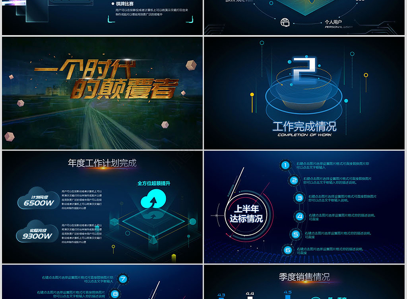 原创2021科技互联网年终总结PPT模板-版权可商用