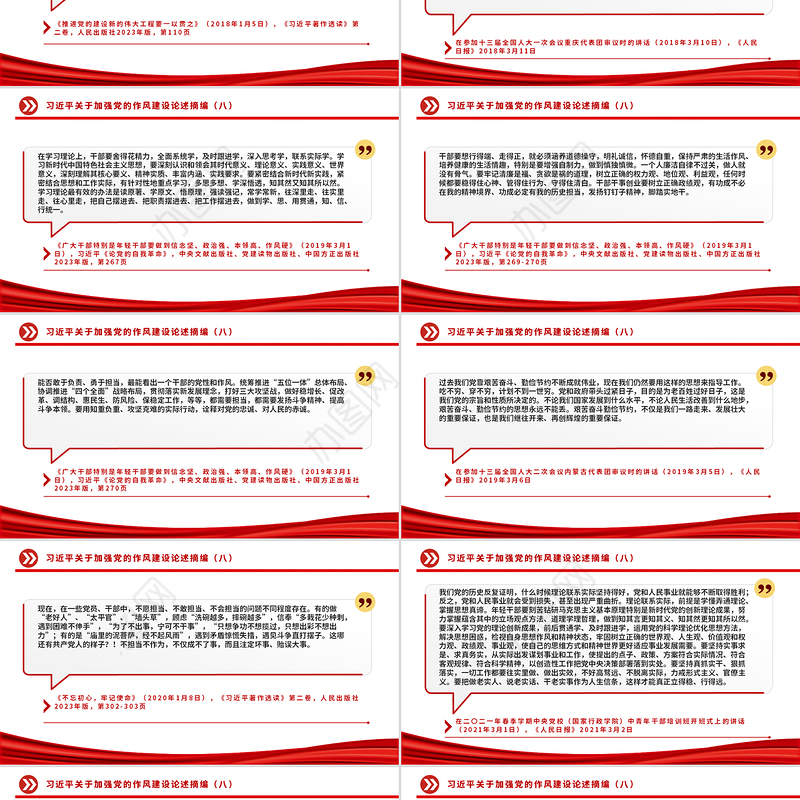 党政风习近平关于加强党的作风建设论述摘编（八）PPT党课