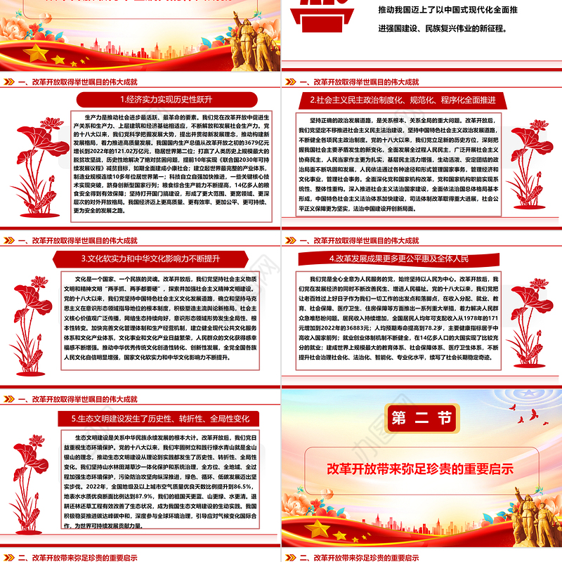 深入阐述改革开放带来的伟大成就和重要启示ppt大气精美坚持改革开放的执政方针党员微党课